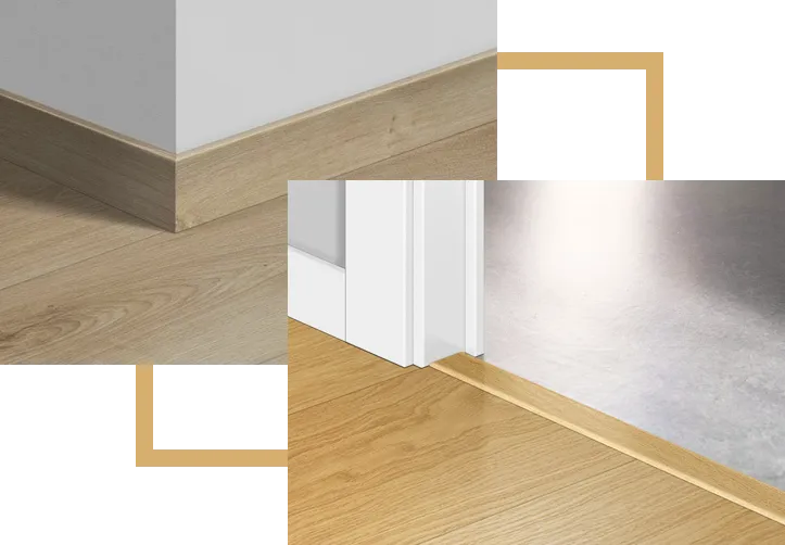 Finition de sol avec barre de seuil et plinthe en bois pour parquet massif cloué en Haute Savoie 74