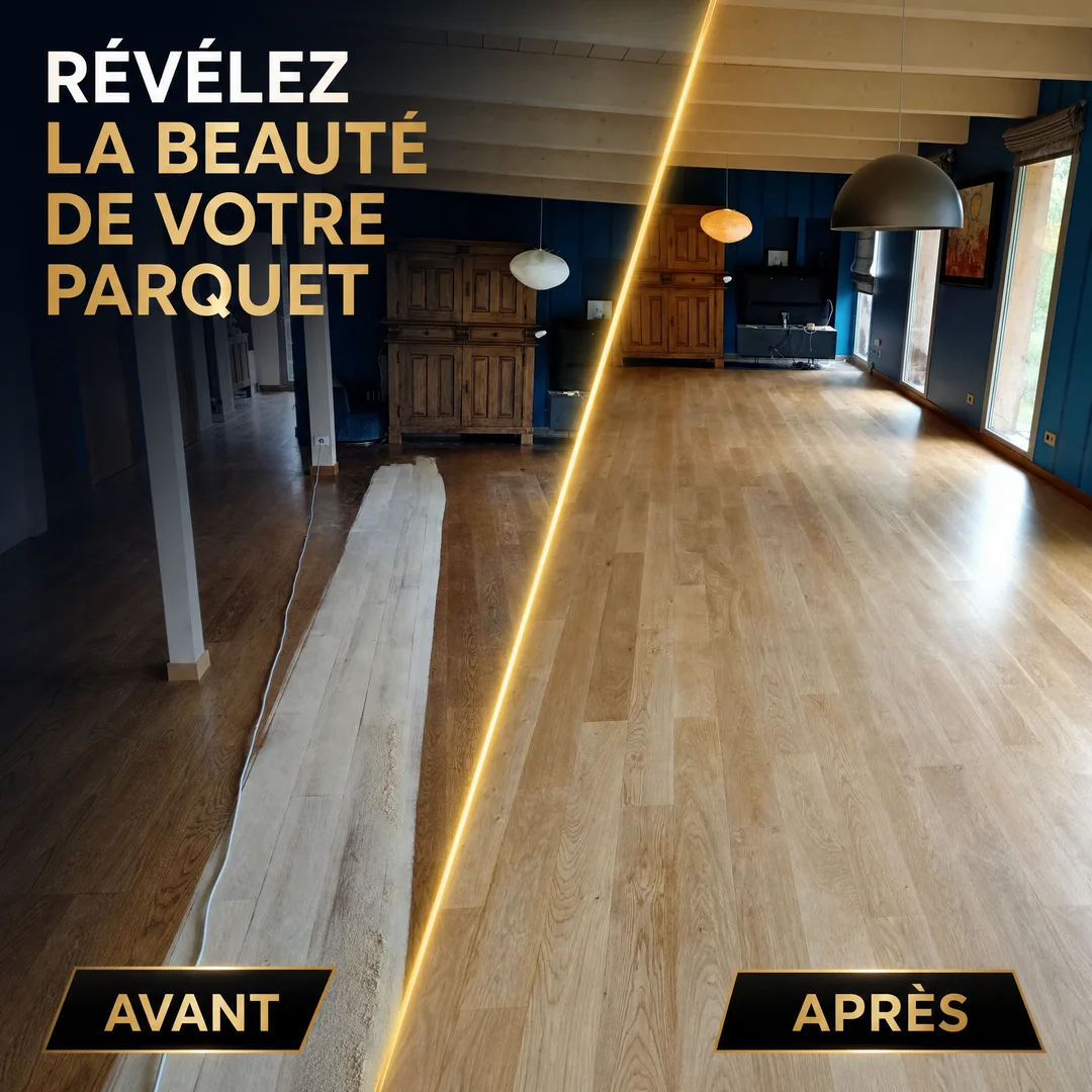 rénovation parquet en Haute Savoie avant et après rénovation